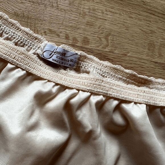 vtg 60s circle skirt half slip Hensen Kickernick beige nude undergarment retro L - Picture 5 of 6